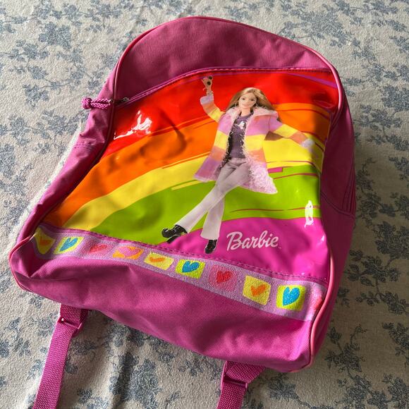 Vintage Y2K '02 Children's Barbie Backpack Rainbow Pink VGUC Nostalgia - Picture 2 of 9